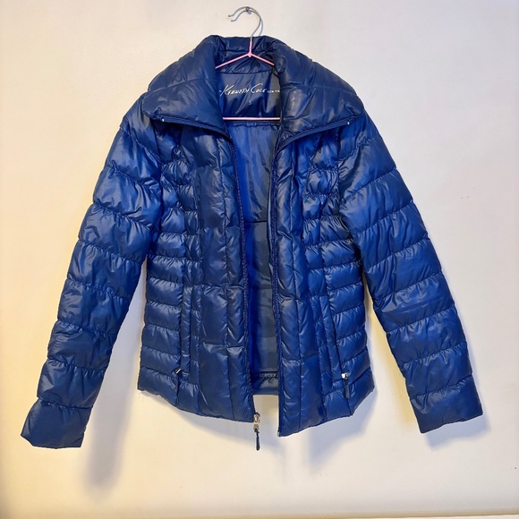 Kenneth Cole Full Zip Packable Down Quilted Puffer Jacket Cobalt Blue Womens S - Picture 1 of 3